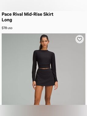 lululemon athletica Pace Rival Mid-Rise Skirt -Black